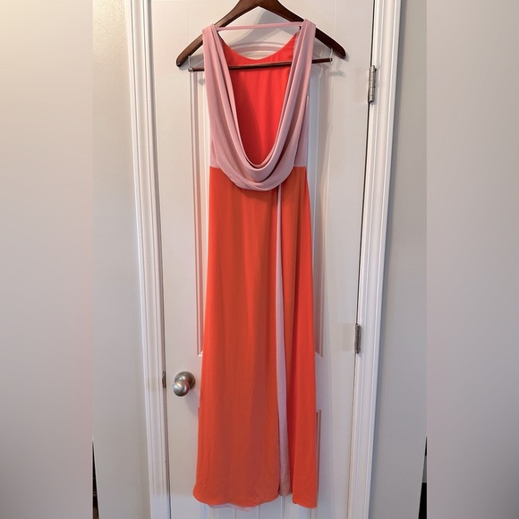 BCBGMAXARIA Scarleta Color-Block Orange and Pink Gown Dress Size 0 - Picture 2 of 12